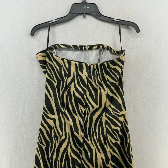 Jessica McClintock Gunne Sax Dress Sz 9 Zebra Animal Print Strapless Cocktail - Picture 7 of 10